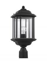 Generation Lighting 82029-12 - Kent traditional 1-light outdoor exterior post lantern in black finish with clear beveled glass pane