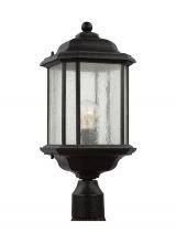 Generation Lighting 82029-746 - Kent traditional 1-light outdoor exterior post lantern in oxford bronze finish with clear seeded gla