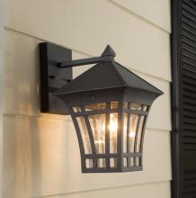 Generation Lighting 88132-12 - Herrington transitional 1-light outdoor exterior medium wall lantern sconce in black finish with cle