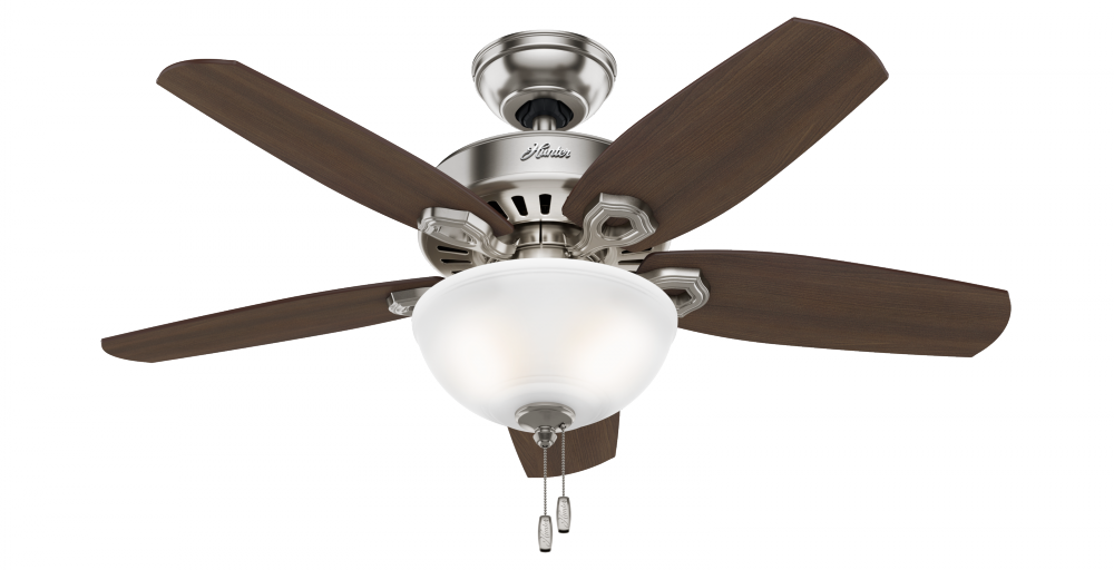 Hunter 42 inch Builder Brushed Nickel Ceiling Fan with LED Light Kit and Pull Chain