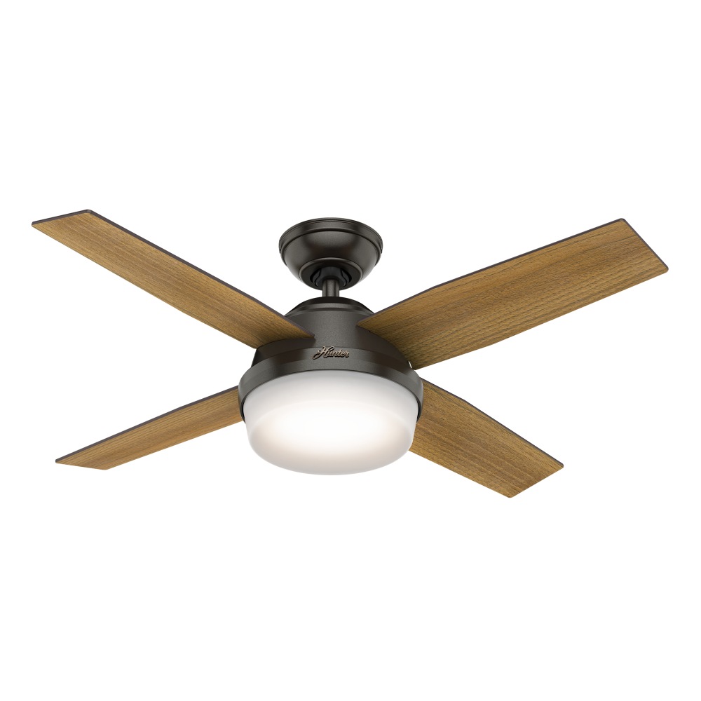 Hunter 44 inch Dempsey Noble Bronze Ceiling Fan with LED Light Kit and Handheld Remote