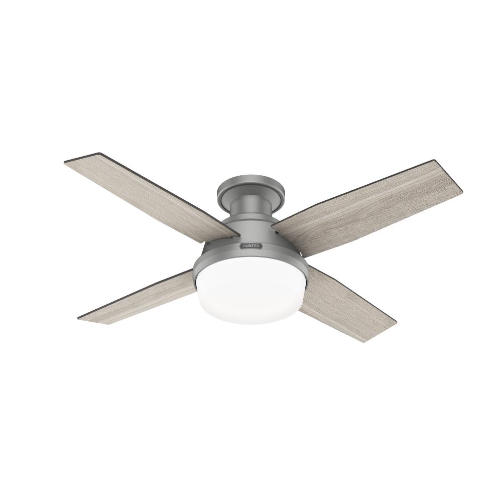 Hunter 44 inch Dempsey Matte Silver Low Profile Ceiling Fan with LED Light Kit and Handheld Remote