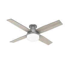 Hunter 51736 - Hunter 52 inch Dempsey Matte Silver Low Profile Ceiling Fan with LED Light Kit and Handheld Remote