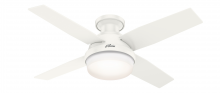 Hunter 50399 - Hunter 44 inch Dempsey Fresh White Low Profile Damp Rated Ceiling Fan with LED Light Kit and Handhel