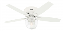 Hunter 50280 - Hunter 52 inch Bennett Matte White Low Profile Ceiling Fan with LED Light Kit and Handheld Remote