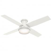 Hunter 59242 - Hunter 52 inch Dempsey Fresh White Low Profile Ceiling Fan with LED Light Kit and Handheld Remote