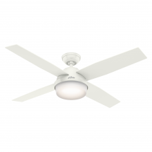 Hunter 59252 - Hunter 52 inch Dempsey Fresh White Damp Rated Ceiling Fan with LED Light Kit and Handheld Remote