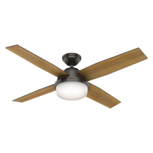 Hunter 59251 - Hunter 52 inch Dempsey Matte Black Damp Rated Ceiling Fan with LED Light Kit and Handheld Remote