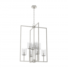Hunter 19543 - Hunter Kerrison Brushed Nickel with Seeded Glass 8 Light Pendant Ceiling Light Fixture