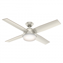Hunter 59450 - Hunter 52 inch Dempsey Matte Nickel Damp Rated Ceiling Fan with LED Light Kit and Handheld Remote