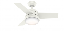 Hunter 59301 - Hunter 36 inch Aker Fresh White Ceiling Fan with LED Light Kit and Pull Chain