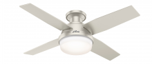 Hunter 50398 - Hunter 44 inch Dempsey Matte Nickel Low Profile Damp Rated Ceiling Fan with LED Light Kit and Handhe