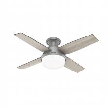 Hunter 51757 - Hunter 44 inch Dempsey Matte Silver Low Profile Ceiling Fan with LED Light Kit and Handheld Remote