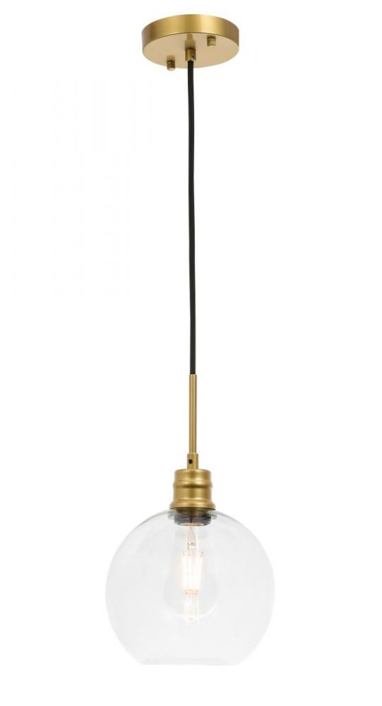 Emett 1 Light Brass and Clear Glass Pendant