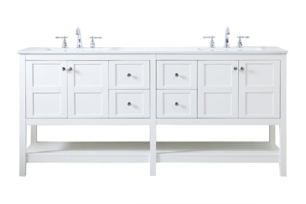 72 Inch Double Bathroom Vanity in White