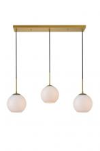 Elegant LD2237BR - Baxter 3 Lights Brass Pendant with Frosted White Glass