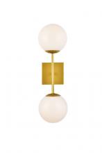 Elegant LD2358BR - Neri 2 Lights Brass and White Glass Wall Sconce