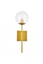 Elegant LD2359BR - Neri 1 Light Brass and Clear Glass Wall Sconce