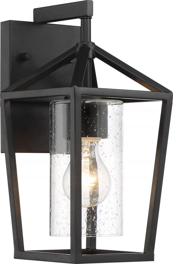 Hopewell- 1 Light Small Wall Lantern - with Clear Seeded Glass - Matte Black Finish