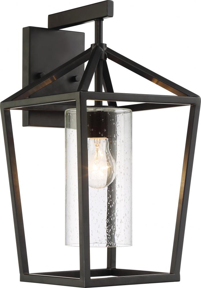 Hopewell- 1 Light Large Wall Lantern - with Clear Seeded Glass - Matte Black Finish