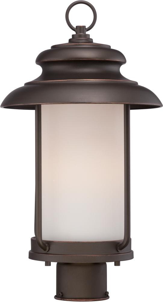 Bethany - LED Post Lantern with Satin White Glass - Mahogany Bronze Finish