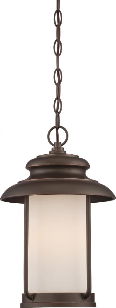 Bethany - LED Hanging Lantern with Satin White Glass - Mahogany Bronze Finish