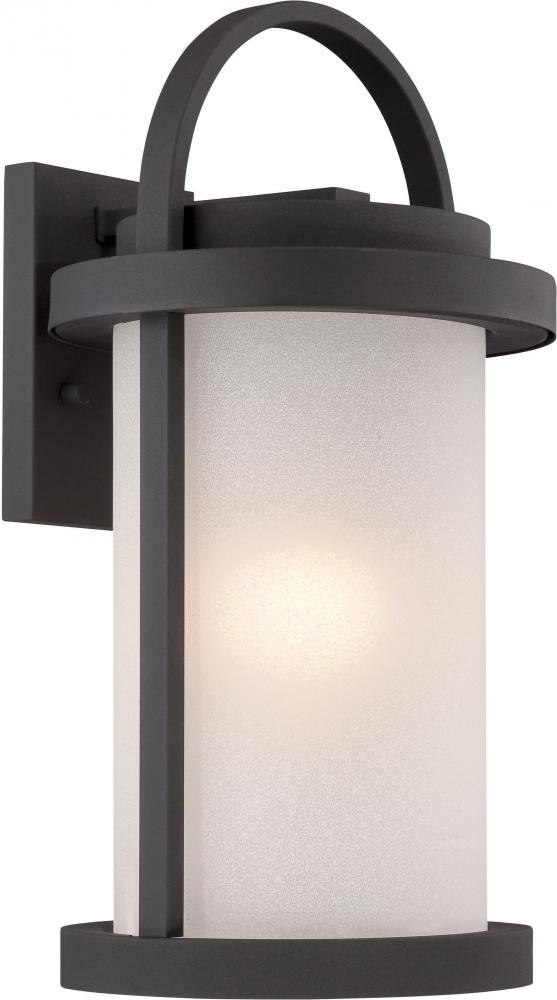 Willis - LED Large Wall Lantern with Antique White Glass - Textured Black Finish