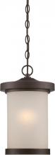 Nuvo 62/645 - Diego - LED Hanging Lantern with Satin Amber Glass - Mahogany Bronze Finish