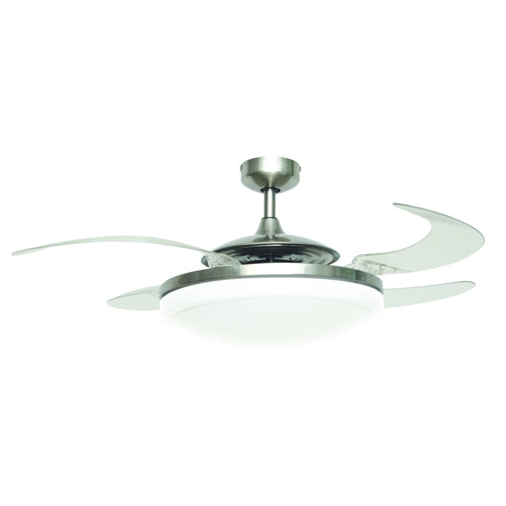 Fanaway Evo2 Brushed Chrome Retractable 4-blade Lighting with Remote Ceiling Fan