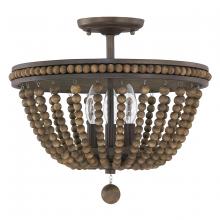 Austin Allen & Co. 9A122A - 3-Light Semi-Flush Mount with Wood Beads and Finial