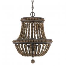 Austin Allen & Co. 9A123A - 3-Light Chandelier with Wood Beads and Finial