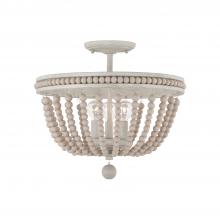 Austin Allen & Co. AA1021SR - 3-Light Semi Flush in Sand Dollar with Painted Wood Beads